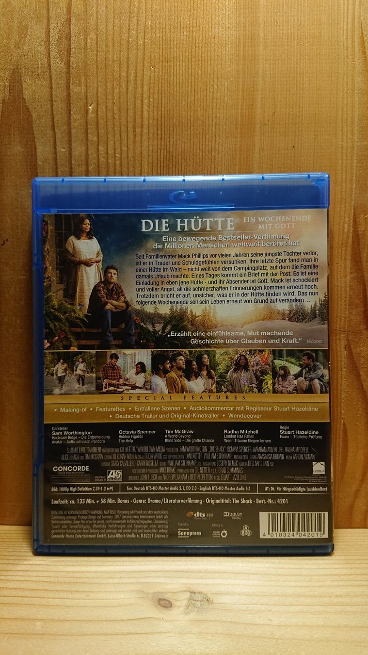 Tutti i DVDs: DIE HÜTTE ein Wochenende mit Gott Blu-Ray – Usato da Wilderswil venduto da Exebub 1