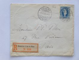 R - Brief 1893, GENÈVE 9.VII.93 > PARIS, steh. HELV. 70C