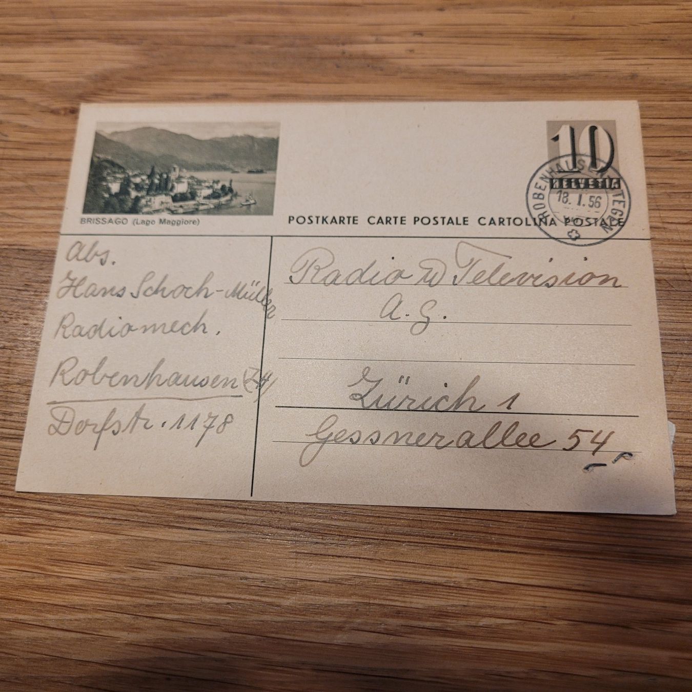 Ansichtskarten: GS Brissago 1956 – Gebraucht aus Biel/Bienne von Destockweb
