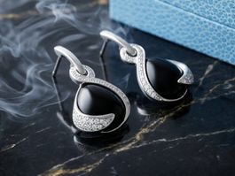 Edle Silber 925  Ohrhänger mit Onyx & Zirkonia - Neu