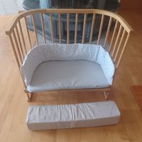 Babybett , Beistellbett für Baby mit Matratze  , Fixleintuch