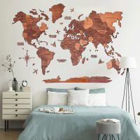 Weltkarte aus Naturholz für Ihr Schlafzimmer!
