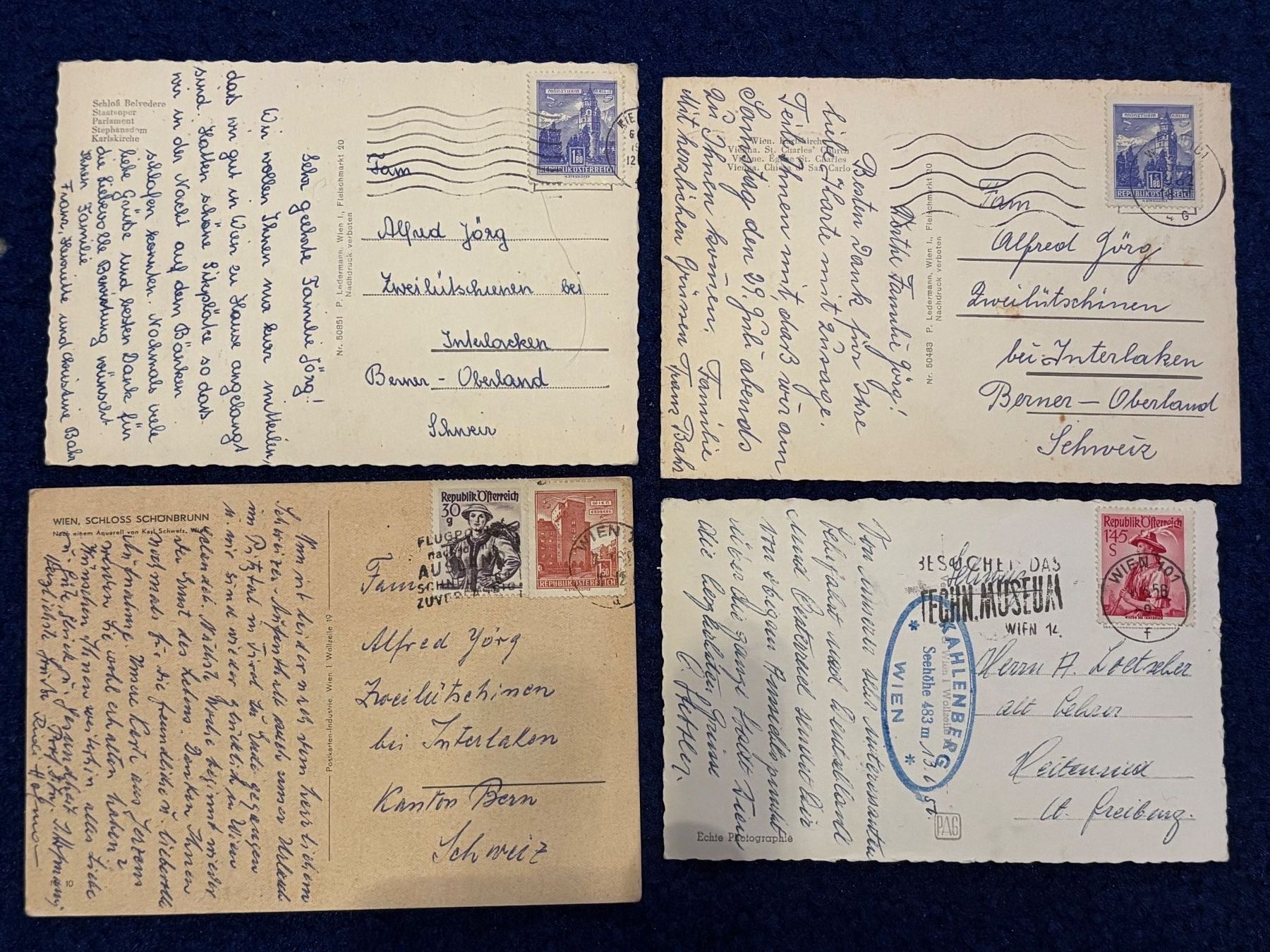 Cartoline postali: 4 alte Ansichtskarten Wien, div. Sujets, von ca. 1960 – Usato da Biel/Bienne venduto da TomBaBi 5