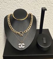 Set collier doré strass NEUF / Goldene Halskette Strass NEU
