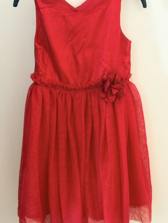 Robe satin et tulle rouge H&M  4/6 ans