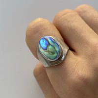 Silber 925 Massive Labradorite Ring 49
