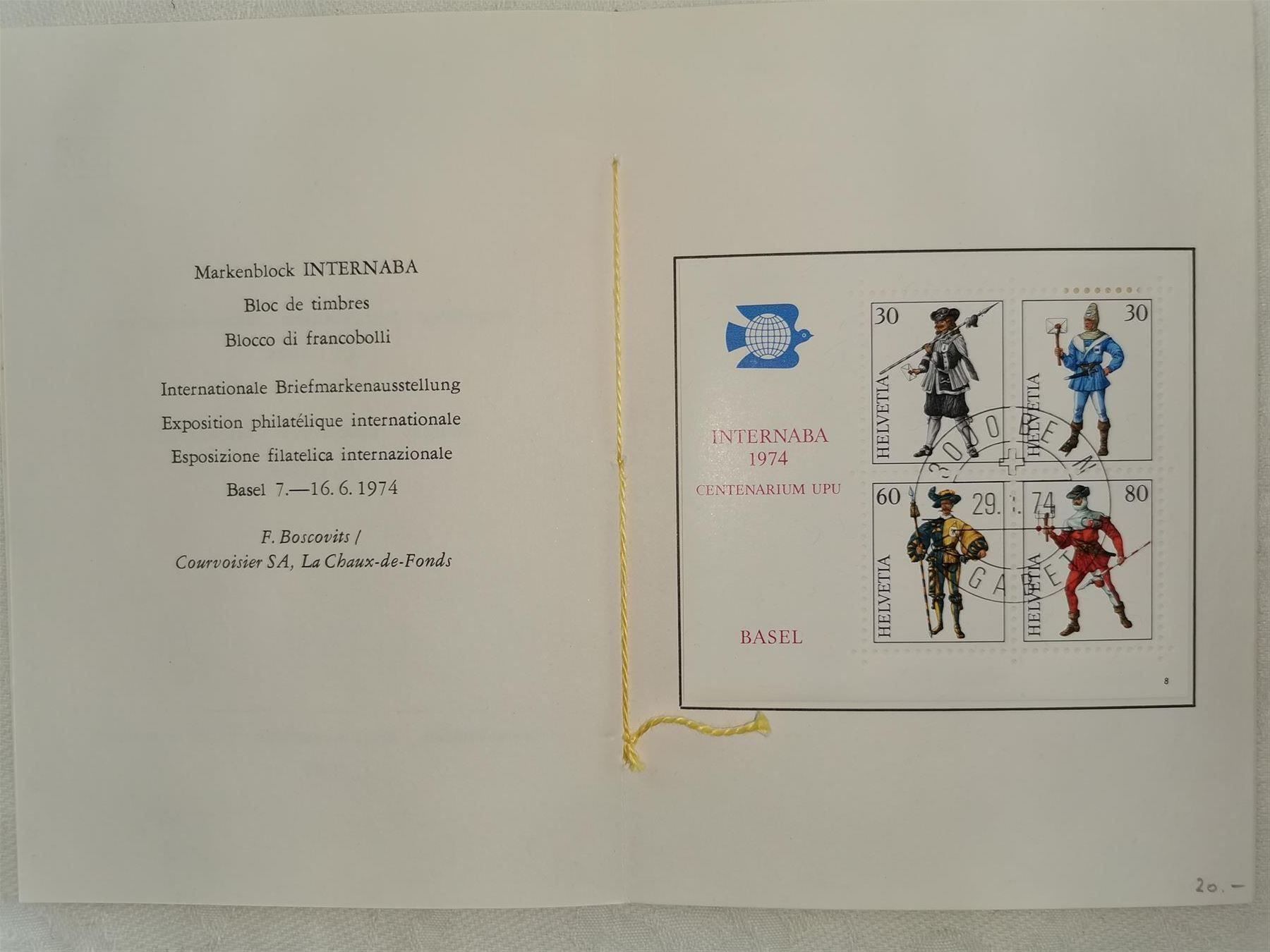 Tous les timbres: Markenblock 1974 – Neuf (Voir description) à Olten par smiples