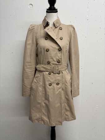 Zara Mantel Beige Gr. M Trenchcoat Baumwolle Puffärmel