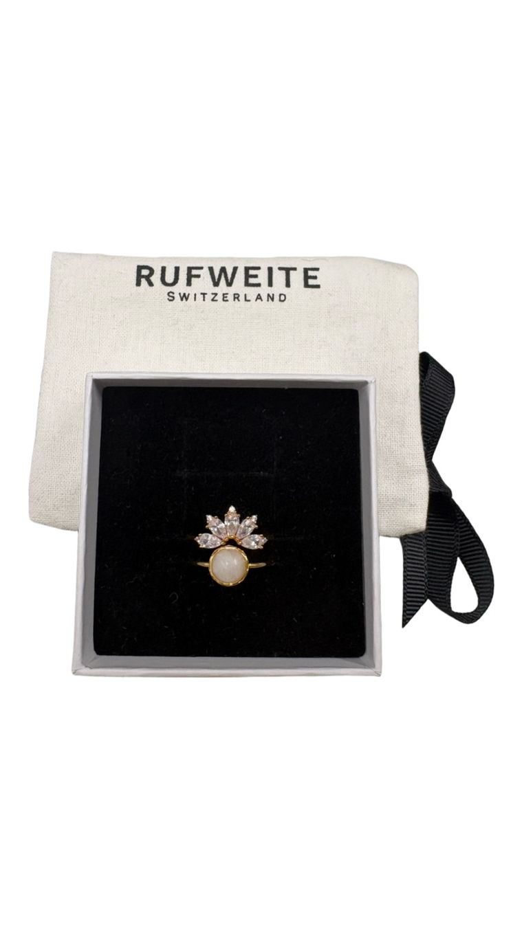 Anelli: Rufweite Stack Me Ring 18k vergoldet Mondstein Gr. 59 gold – Nuovo e nell'imballaggio originale da Regensdorf venduto da secondchancefashion 2