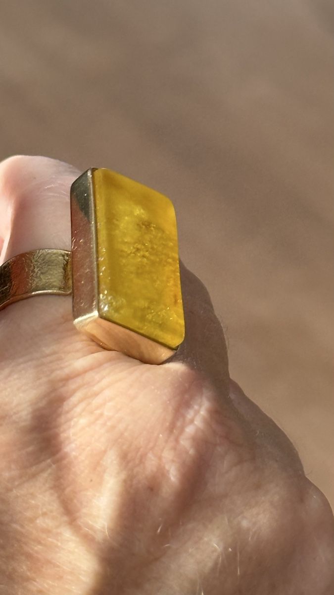Ringe: Vintage Silberring mit gelbem Bernstein, regulierbar – Neu und originalverpackt aus Ebikon von elischka 4