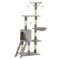 Katzen-Kratzbaum mit Sisal-Säulen 138 cm Grau