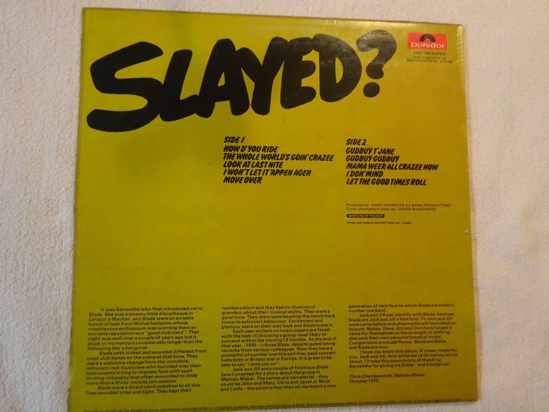 Schallplatten: SLADE ** SLAYED – Gebraucht aus Luzern von xrayspex99 2