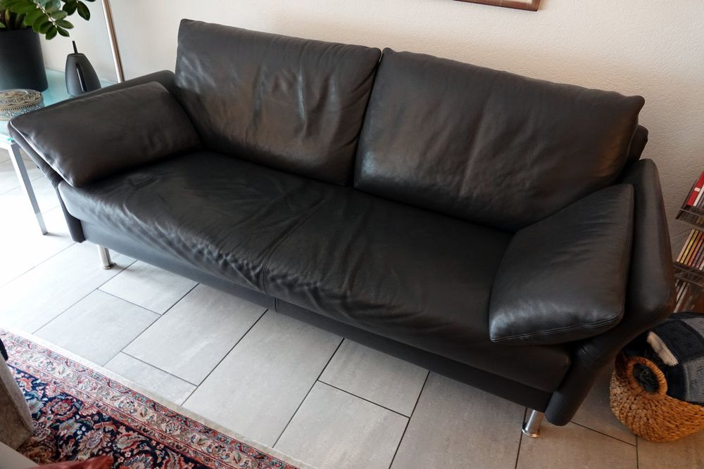 3er Ledersofa Intertime anthrazit | Kaufen auf Ricardo