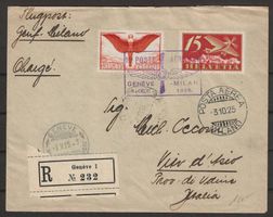 1925 : Flugpost Brief Genf-Milano, KP 180.--
