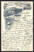 Litho Zurich, Baur au Lac, Vue prise du 