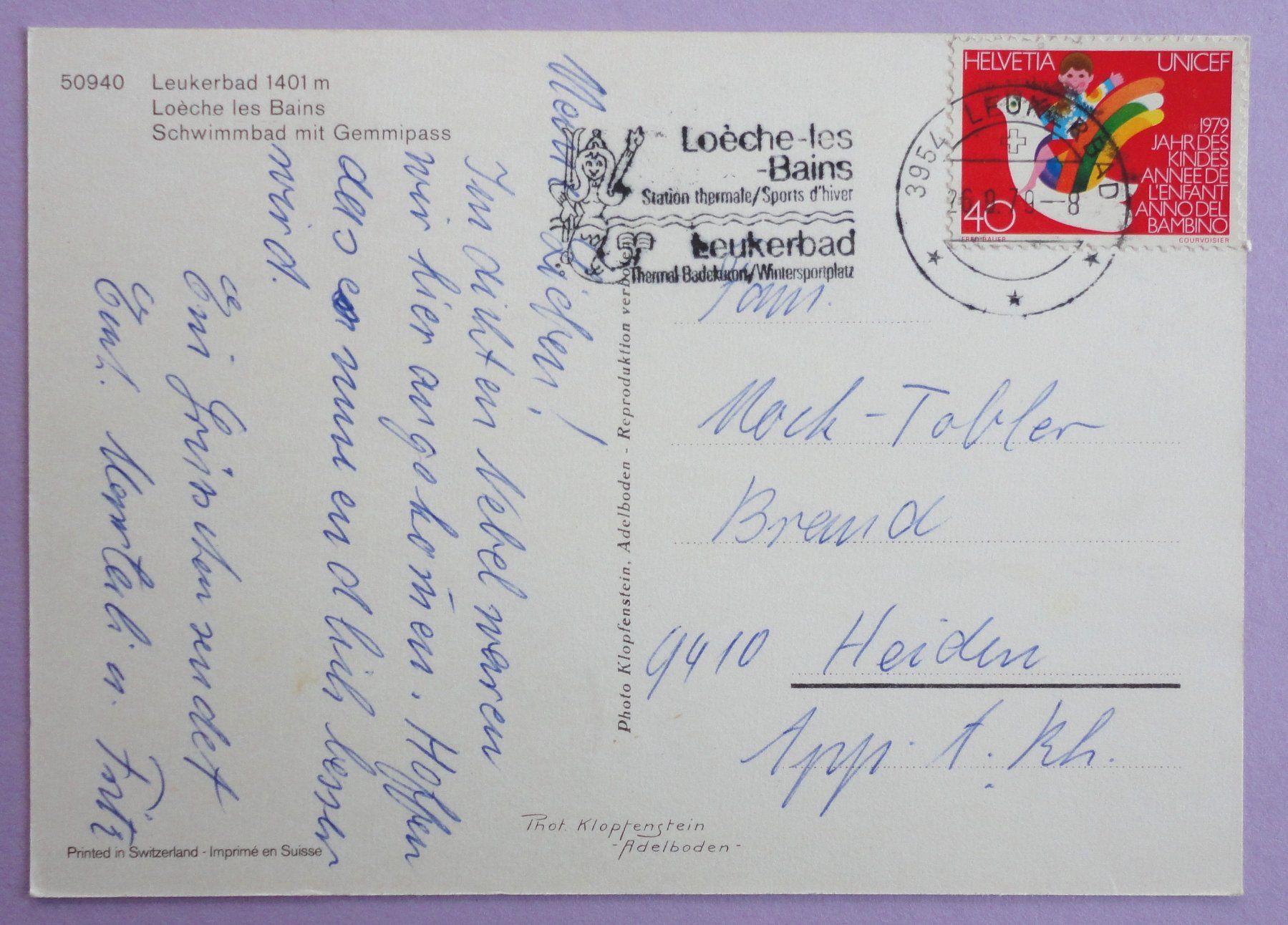 Cartoline postali: Leukerbad 1401 m, Schwimmbad mit Gemmipass – Usato da Fétigny venduto da Billy2miny 1