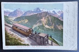 AK Schynige-Platte-Bahn mit Eiger, Mönch und Jungfrau
