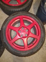 4x rote Kompletträder Mitsubishi Evo 8 mit Reifen 235/45R17 