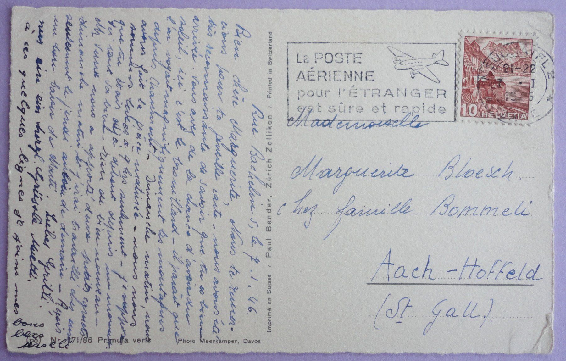 Cartoline postali: Primula verte – Usato da Fétigny venduto da Billy2miny 1
