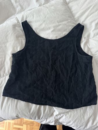 Débardeur Brandy Melville noir coton brodé taille U