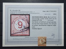 Deutsche R Brustschild Nr.30 gestempelt Befund BPP 600 Fr