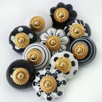 Möbelknöpfe 10x Möbelknopf Set  Schwarz- Knäufe Keramik
