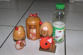 Ensemble poupées Kokeshi bois décoration style japonais lot