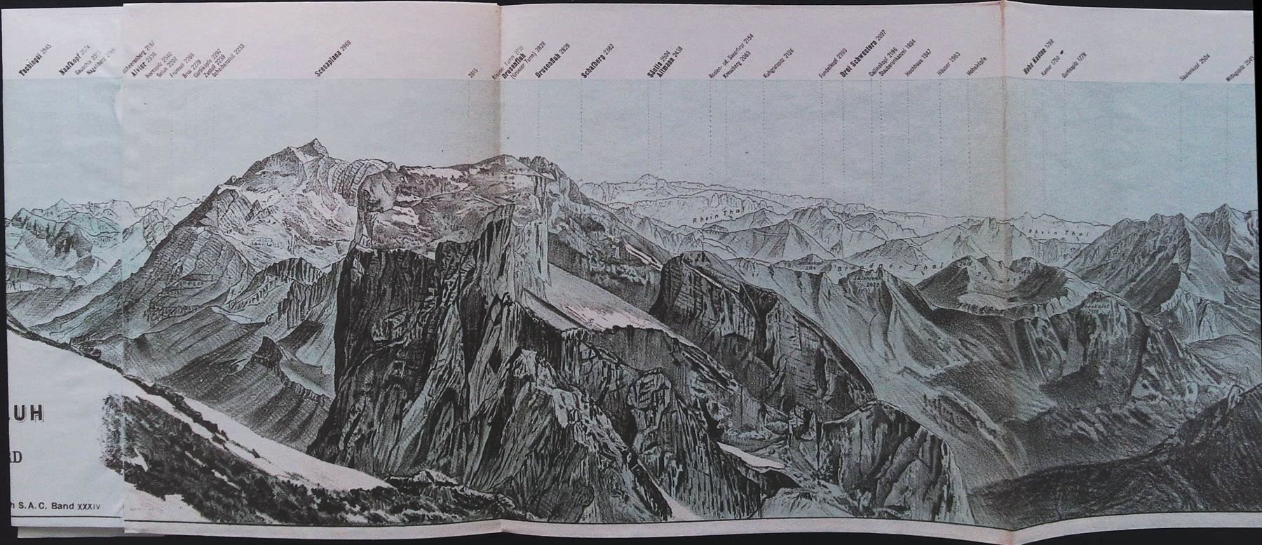Landkarten & Atlanten: Sulzfluh Panorama von Bosshard 1899 – Gebraucht aus Rafz von Helvet32 1