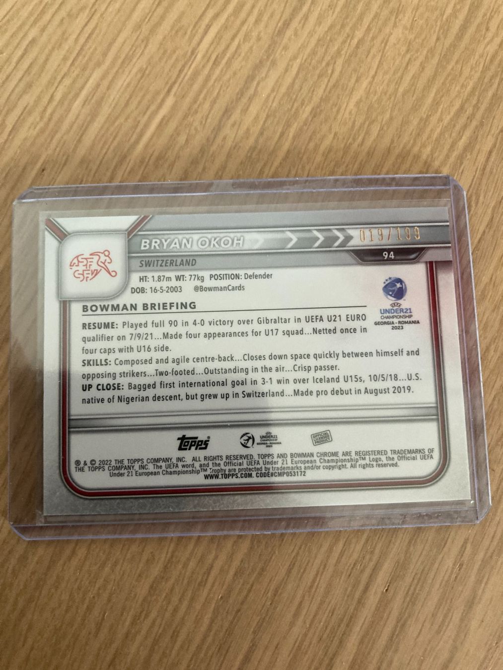 Topps Carte collezionabili: Topps Bowman UEFA 2022-23 - Bryan Okoh /199 – Usato da La Tour-de-Peilz venduto da Tyalos_Cards 1