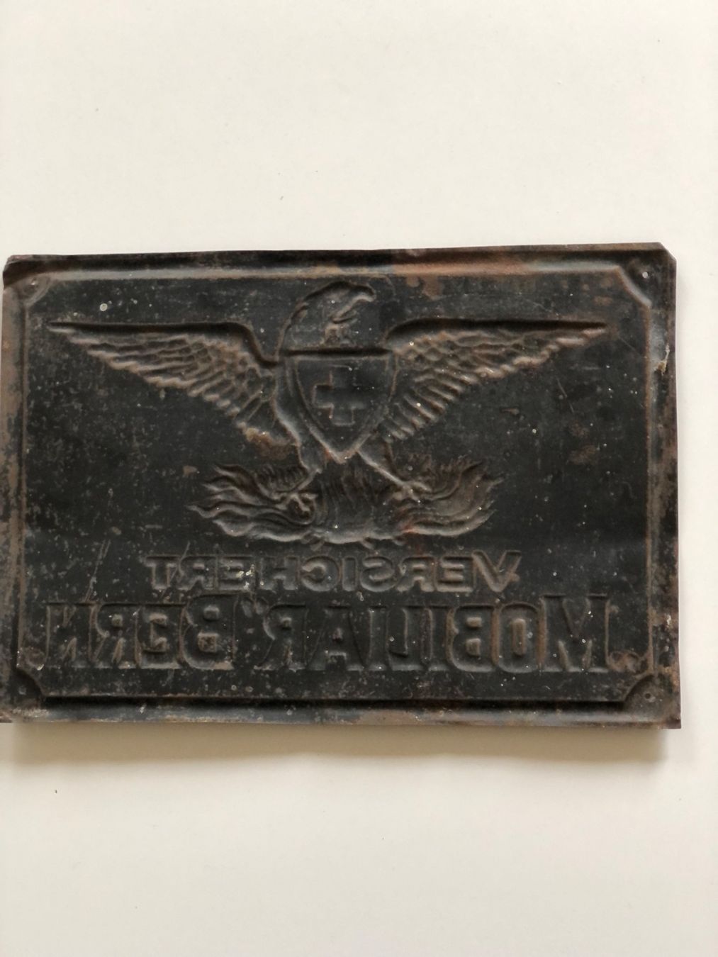 Schilder: Original altes Blechschild MOBILIAR Bern – Gebraucht aus Amden von  1