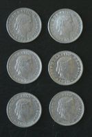 20 Rappen von 1953, 1965, 1969, 1970, 1971 und 1985