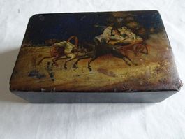 Antike Russisische Dose mit Pferde-Motiv, Vintage Schatulle