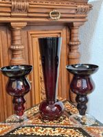 Vintage Vasen Set 3-teilig Rubinrot Glas