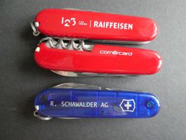 3 Victorinox Officier-Messer  2x Rot 1x Blau - 2x mit OPV
