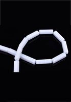 5 Glasperlen tube weiss 20x4mm