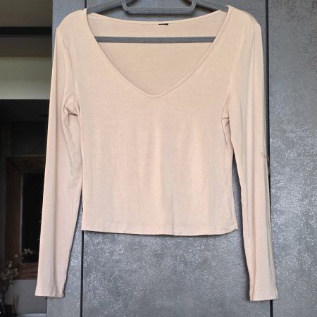 🐸 SCHÖNER V-NECK PULLOVER OBERTEIL BEIGE ca. S
