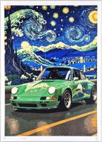 Death NYC Ltd Pop Art Druck " Van Gogh Hokusai Wave Porsche