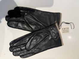Echt Leder Finger Handschuhe mit Stofffutter xxl schwarz