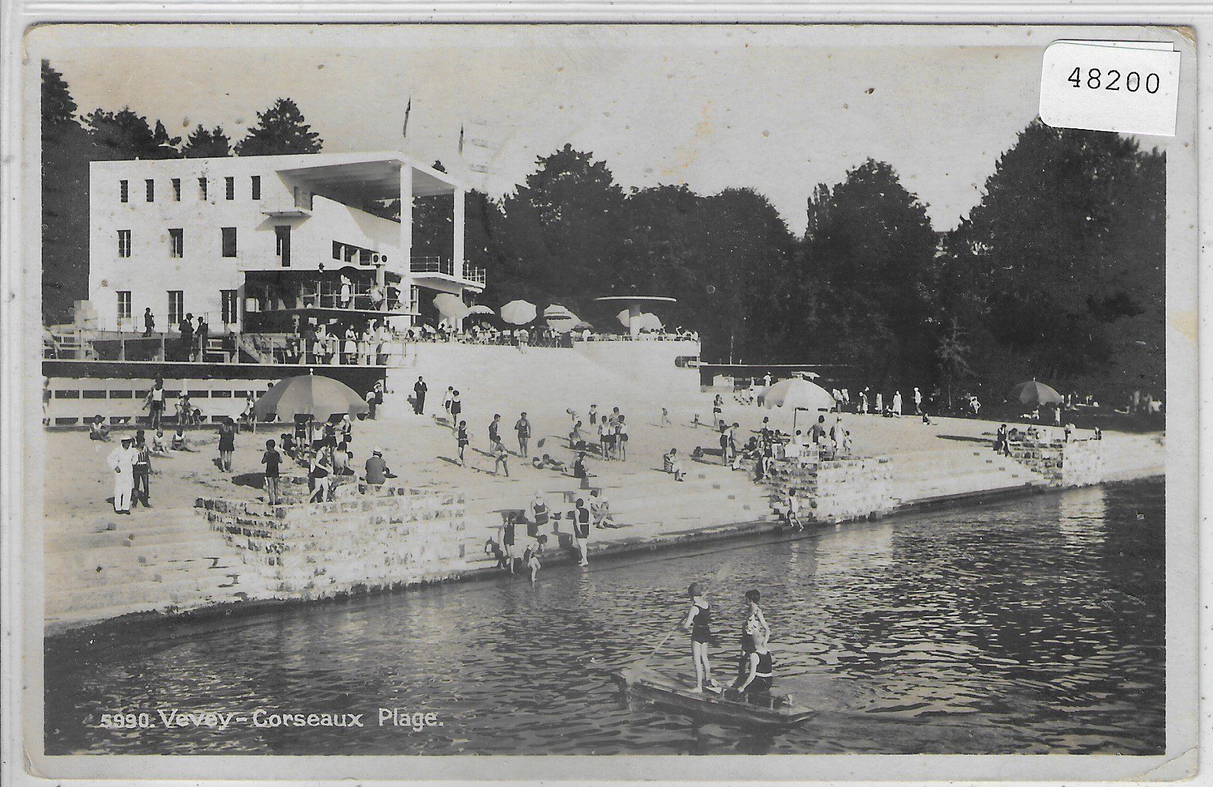 Cartoline postali: Vevey-Corseaux Plage - animee – Usato da Ettingen venduto da Kartenplanet