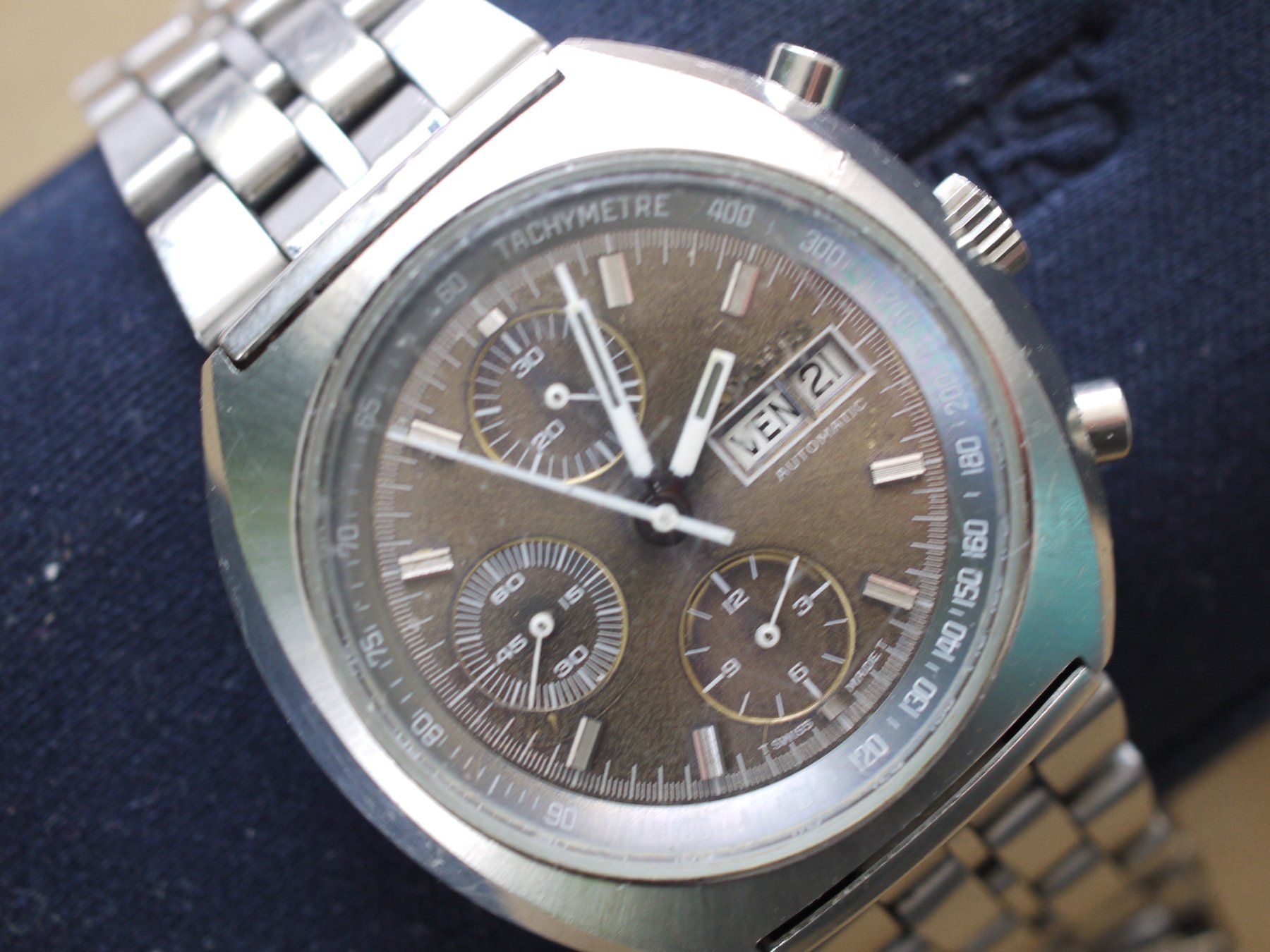 Longines Orologi: Longines Chronograph Automatic Valj. 7750 Zifferblatt Kafe – Usato da Gross venduto da Retro20