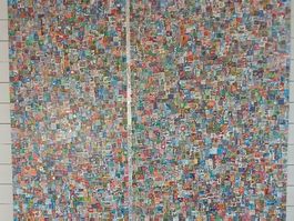 Wandbild Collage aus Briefmarken