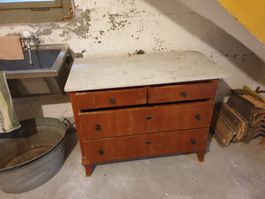 Sideboard Kommode mit Marmorblatt 107 X 55 X 80cm hoch