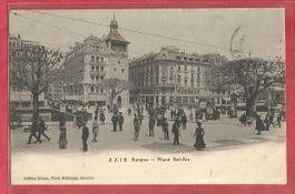 Genève - Place Bel-Air - animée - 1909