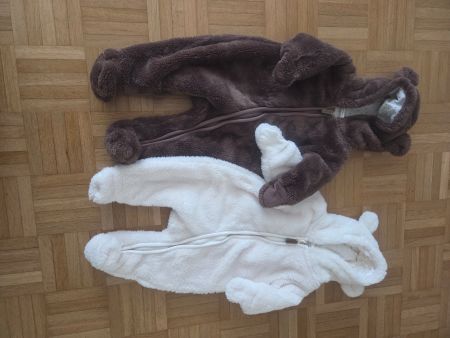 Flauschiger Baby Winter Overall mit Bärenohren, Grösse 56