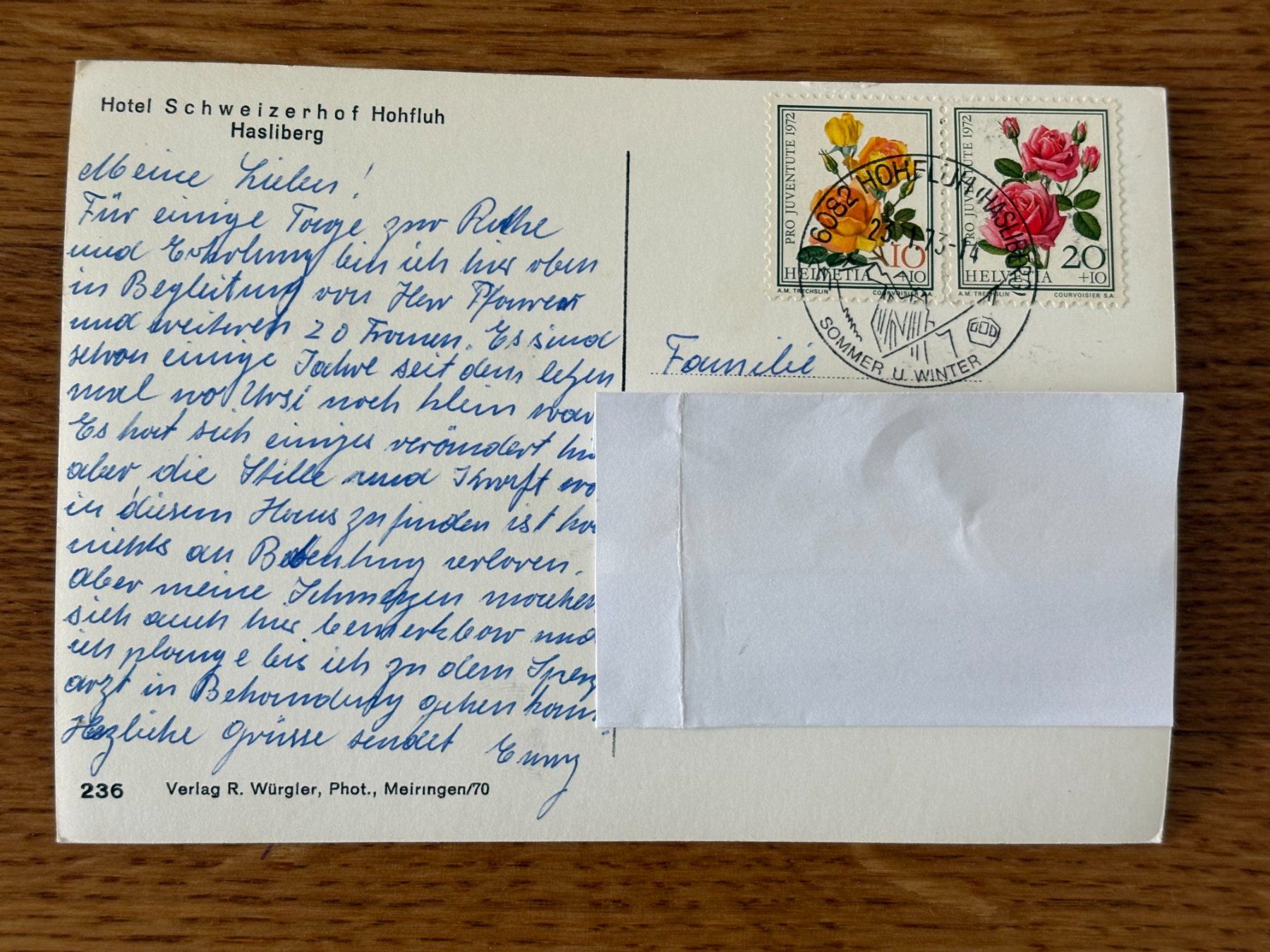 Cartoline postali: Alte Ansichtskarte Hotel Schweizerhof Hohfluh Hasliberg – Usato da Mönchaltorf venduto da Tschibi 1