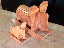 2 Schaukeltier Elefant Schaukelelefant Design Holz Elephant