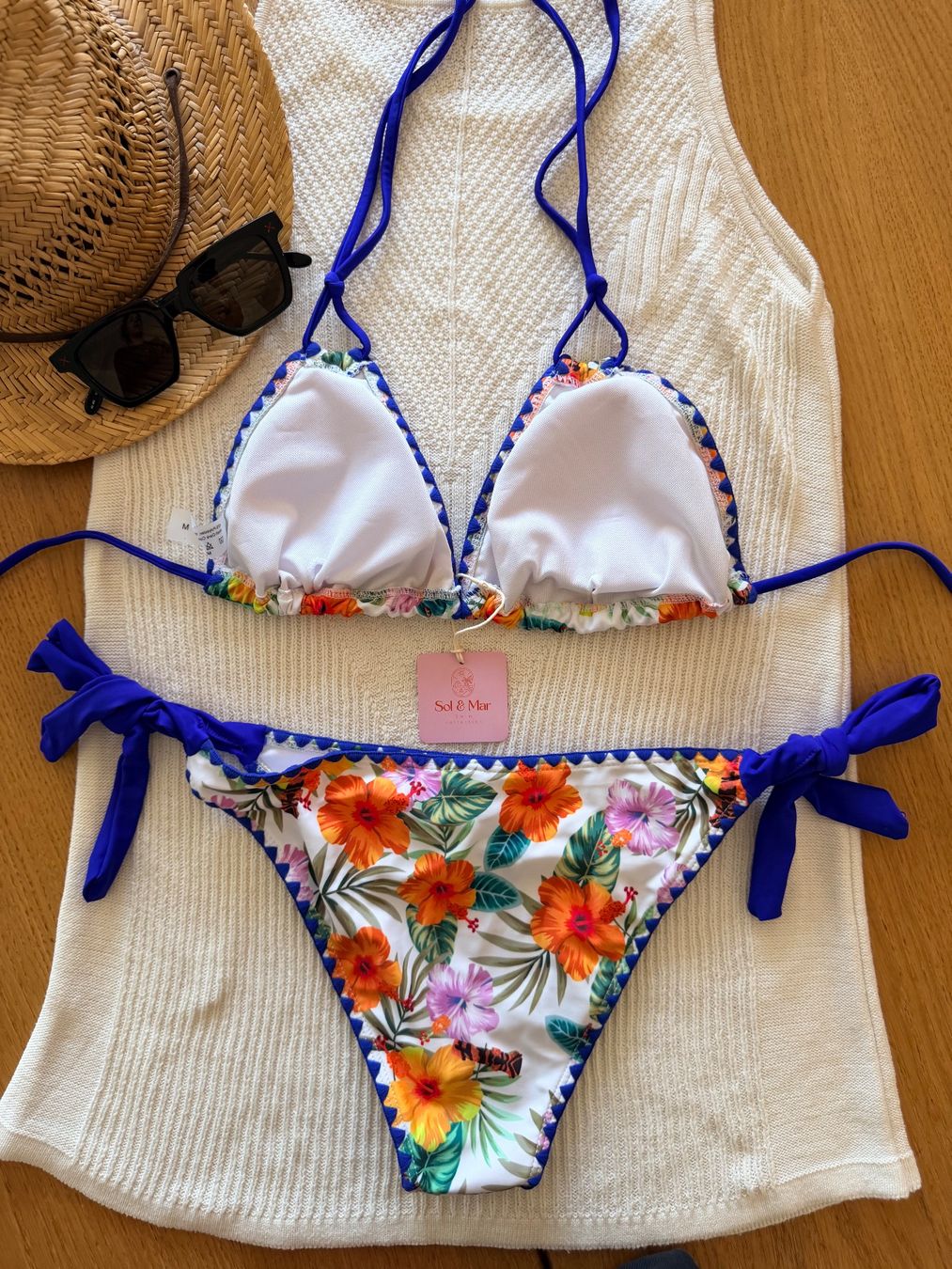 Costumi da bagno & Bikini: Damen Bikini Blau Blumen Gr. M – NEU – Gratis Versand – Nuovo e nell'imballaggio originale da Gockhausen venduto da van_82kh 1