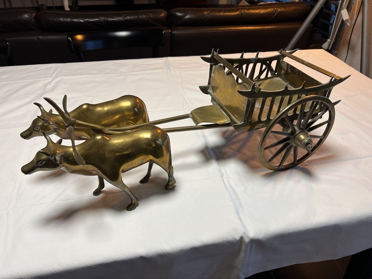 Figuren: Messing Ochsenwagen, asiatische Deko – Gebraucht aus Perlen von Chregle1