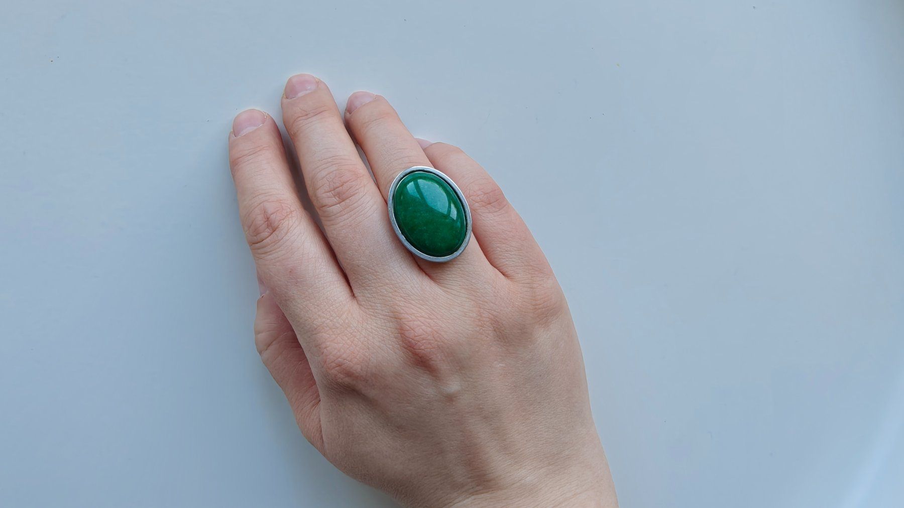 Anelli: Green Jade Stainless Steel Adjustable Ring – Nuovo (secondo la descrizione) da Allschwil venduto da Jani_Banani 7