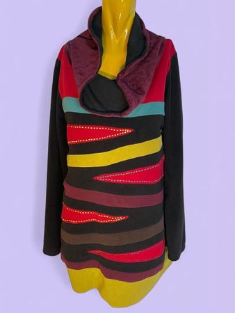 Pull femme col bénitier multicolore - one size